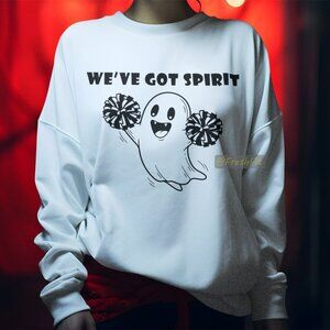🆕We've Got Spirit Cheer Ghost Fleece Crew Sweatshirt White